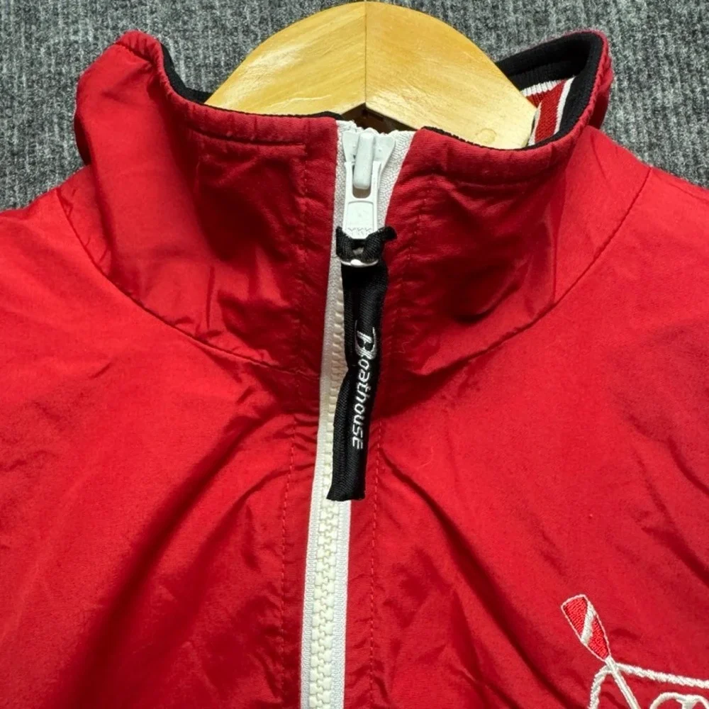 Boathouse Sports Mens Large Red Rowing Jacket Quarter Zip Pullover Made in USA